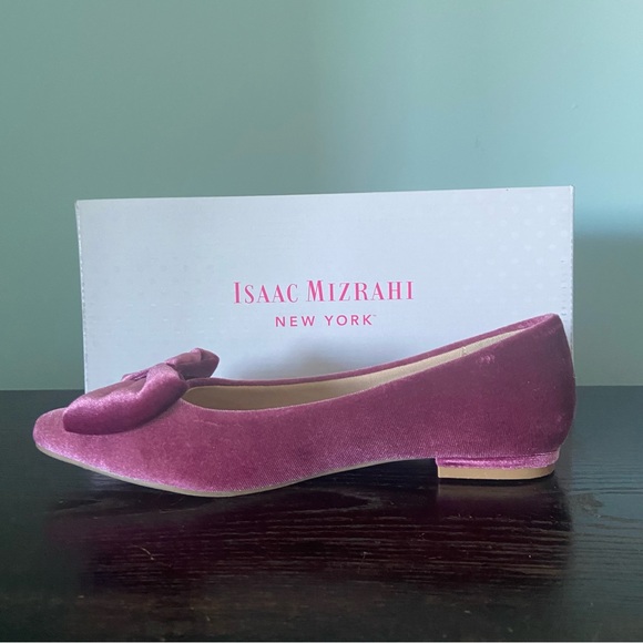 Isaac Mizrahi NIB Pink/Plum Velvet Flats with Bow, 7.5 - Picture 3 of 10